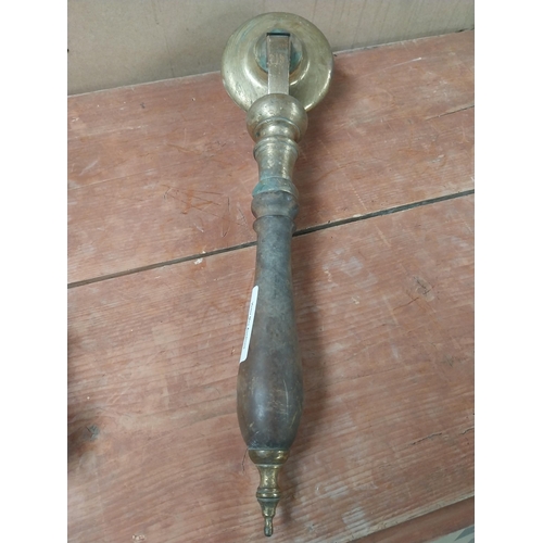 133 - 19th C. wooden and brass beer pull. {52 cm H x 13 cm Diam.}.