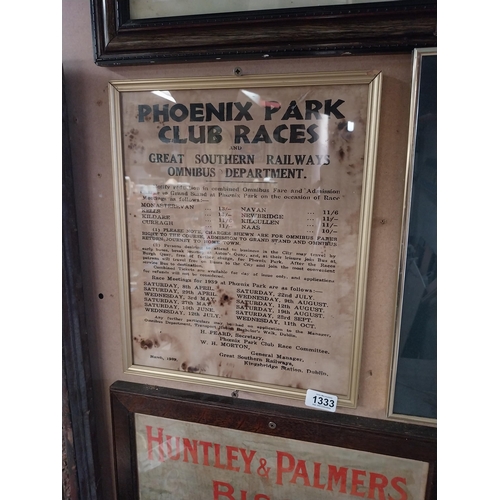 1333 - Phoenix Park Club Races Great Southern Railways Omnibus Department framed print. {39 cm H x 33 cm W}