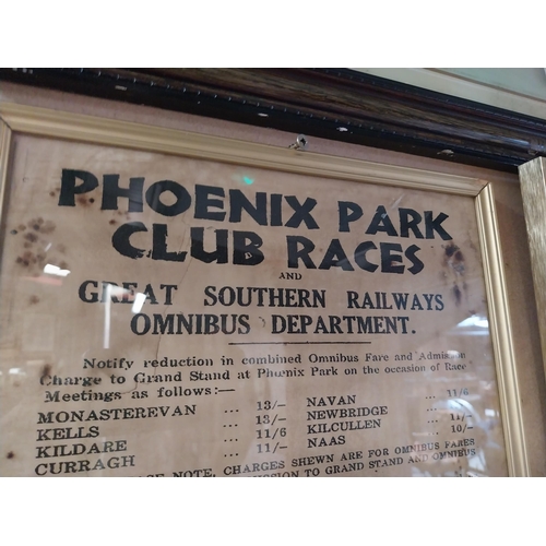 1333 - Phoenix Park Club Races Great Southern Railways Omnibus Department framed print. {39 cm H x 33 cm W}