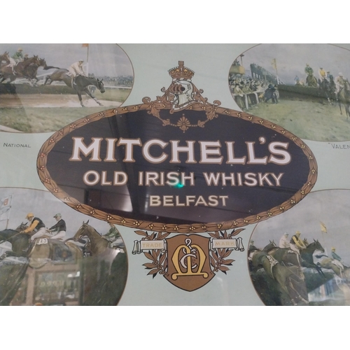 1334 - Mitchell's Old Irish Whisky Belfast showcard in original stamped frame. {61 cm H x 87 cm W}.