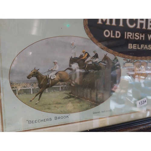 1334 - Mitchell's Old Irish Whisky Belfast showcard in original stamped frame. {61 cm H x 87 cm W}.