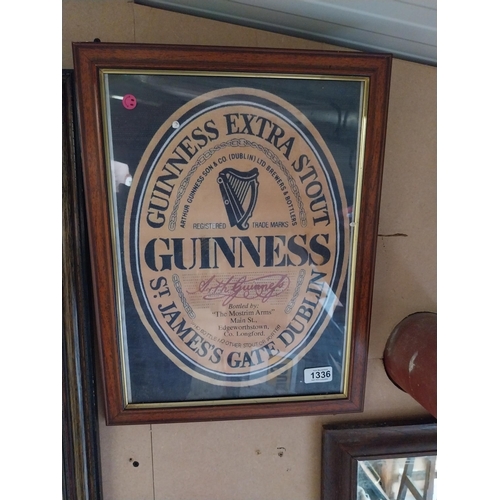 1336 - Guinness Extra Stout framed advertising print. {46 cm H  x 34 cm W}.