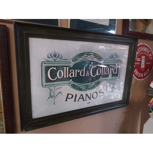 1338 - Collard and Collard Pianos advertising showcard in wooden frame. {50 cm H x 75 cm W}.