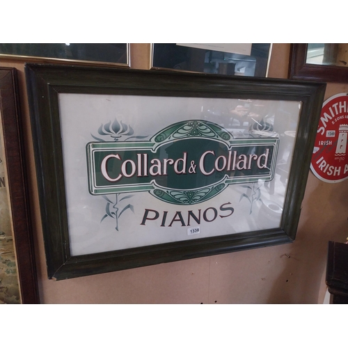 1338 - Collard and Collard Pianos advertising showcard in wooden frame. {50 cm H x 75 cm W}.