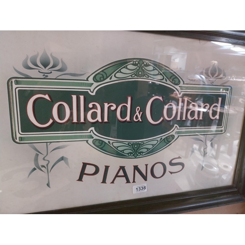 1338 - Collard and Collard Pianos advertising showcard in wooden frame. {50 cm H x 75 cm W}.