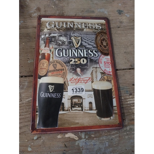 1339 - Guinness celebrating 250 years tinplate sign. {30 cm H x 20 cm W}.