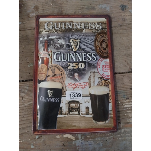 1339 - Guinness celebrating 250 years tinplate sign. {30 cm H x 20 cm W}.