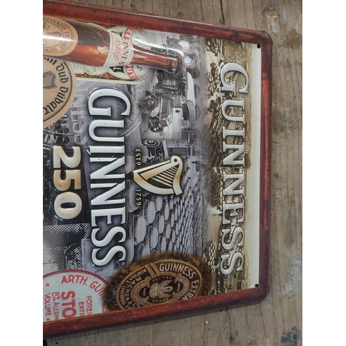 1339 - Guinness celebrating 250 years tinplate sign. {30 cm H x 20 cm W}.