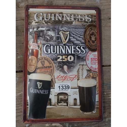 1339 - Guinness celebrating 250 years tinplate sign. {30 cm H x 20 cm W}.