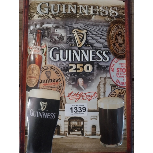 1339 - Guinness celebrating 250 years tinplate sign. {30 cm H x 20 cm W}.