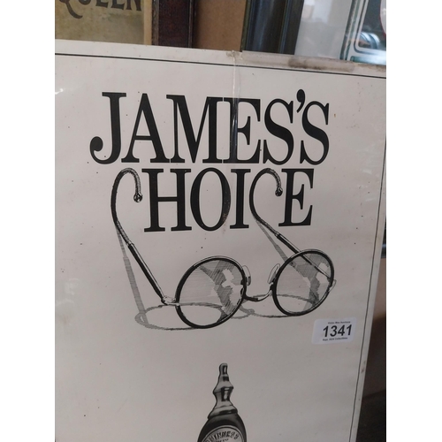 1341 - James's Choice Guinness No Beer comes near celluloid advertising counter showcard. {52 cm H x 41 cm ... 