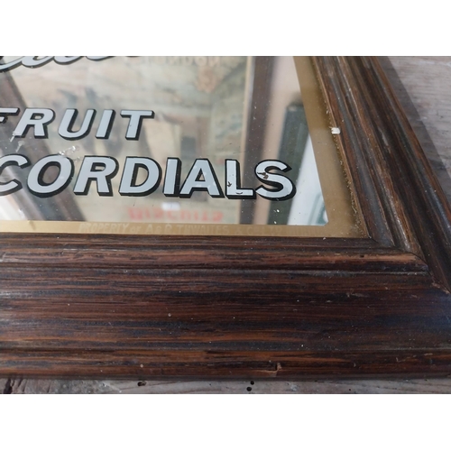 1343 - Thwaites Fruit Cordials framed advertising mirror. {31 cm H x 41 cm W}.