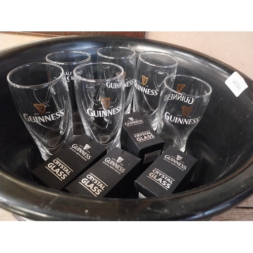 1344 - Guinness Ice Bucket with six Guinness glasses and three shot glasses in original boxes. {18 cm H x 3... 