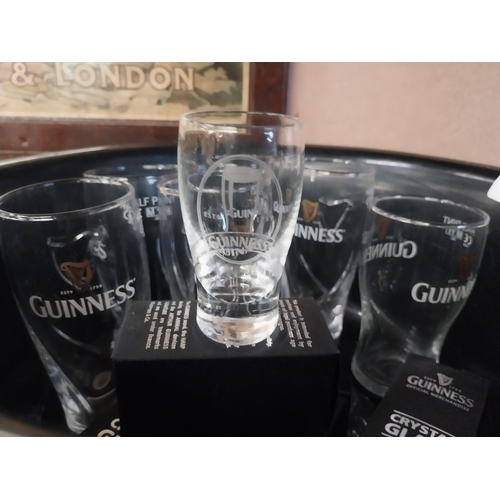 1344 - Guinness Ice Bucket with six Guinness glasses and three shot glasses in original boxes. {18 cm H x 3... 