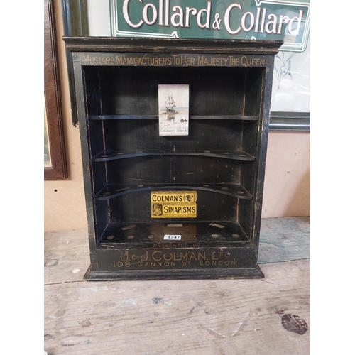 1347 - Early 1900's J and J Colman's Mustard wall display cabinet. {48 cm H x 39 cm W x 15 cm W}.