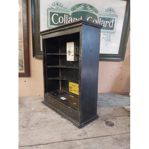 1347 - Early 1900's J and J Colman's Mustard wall display cabinet. {48 cm H x 39 cm W x 15 cm W}.