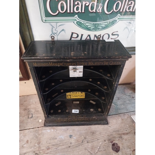 1347 - Early 1900's J and J Colman's Mustard wall display cabinet. {48 cm H x 39 cm W x 15 cm W}.