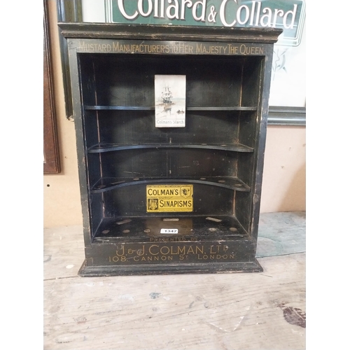 1347 - Early 1900's J and J Colman's Mustard wall display cabinet. {48 cm H x 39 cm W x 15 cm W}.