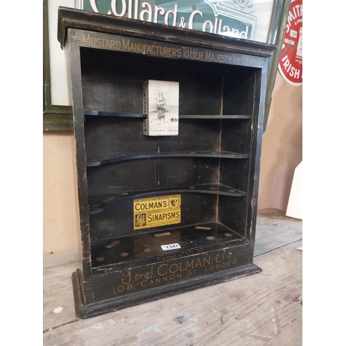 1347 - Early 1900's J and J Colman's Mustard wall display cabinet. {48 cm H x 39 cm W x 15 cm W}.