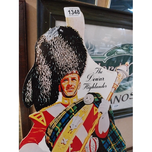 1348 - The Dewar Highlander Dewar's Whiskey counter showcard. {76 cm H x 36 cm W}.