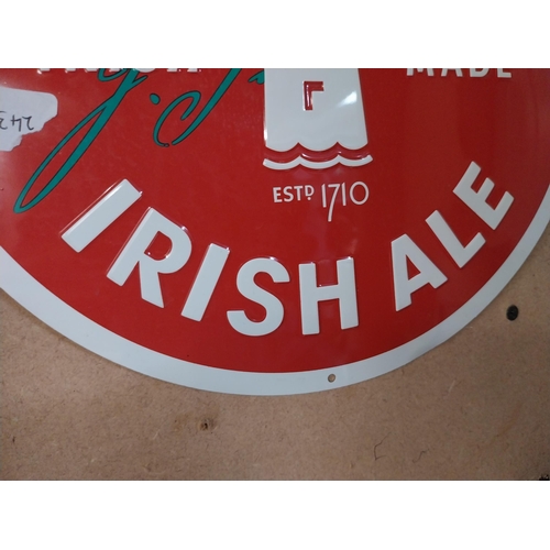 1349 - Tinplate Smithwick's Irish Ale advertising sign. {27 cm Diam.}