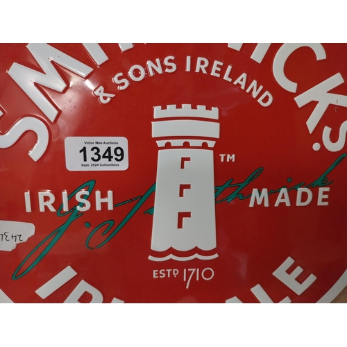 1349 - Tinplate Smithwick's Irish Ale advertising sign. {27 cm Diam.}