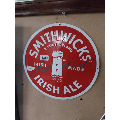 1349 - Tinplate Smithwick's Irish Ale advertising sign. {27 cm Diam.}