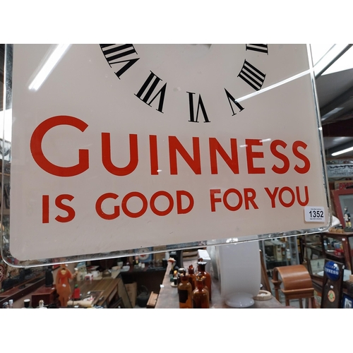 1352 - Guinness Time Guinness is Good for You chrome and glass battery operated advertising clock. {55 cm H... 