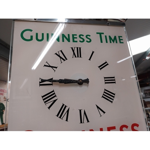 1352 - Guinness Time Guinness is Good for You chrome and glass battery operated advertising clock. {55 cm H... 