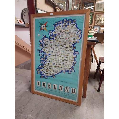 1353 - Framed Map of Ireland. {110 cm H x 72 cm W}.