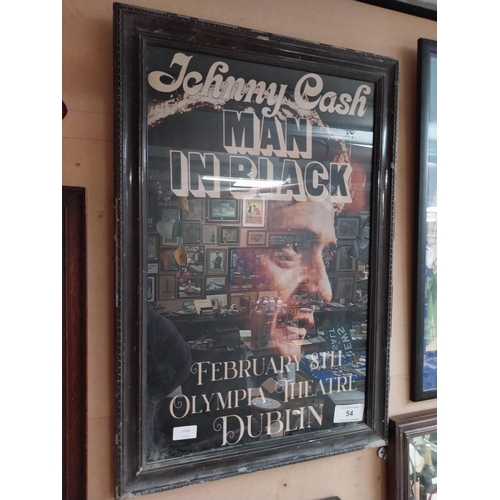 54 - Johnny Cash Man In Black February 8th Olympia Theater advertising poster framed. {79 cm H x 51 cm W}... 