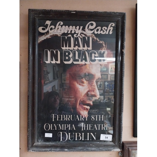 54 - Johnny Cash Man In Black February 8th Olympia Theater advertising poster framed. {79 cm H x 51 cm W}... 