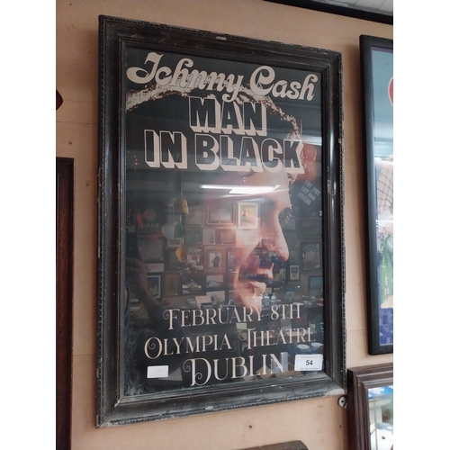 54 - Johnny Cash Man In Black February 8th Olympia Theater advertising poster framed. {79 cm H x 51 cm W}... 