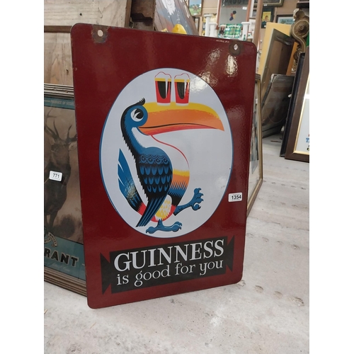 1354 - Guinness Is Good For You double sided enamel advertising sign. {62 cm H x 40 cm W}.