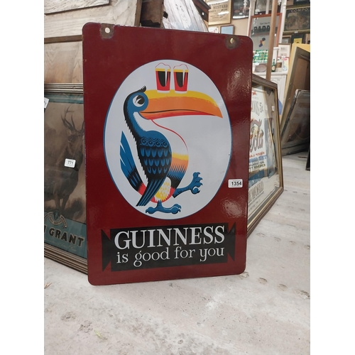 1354 - Guinness Is Good For You double sided enamel advertising sign. {62 cm H x 40 cm W}.