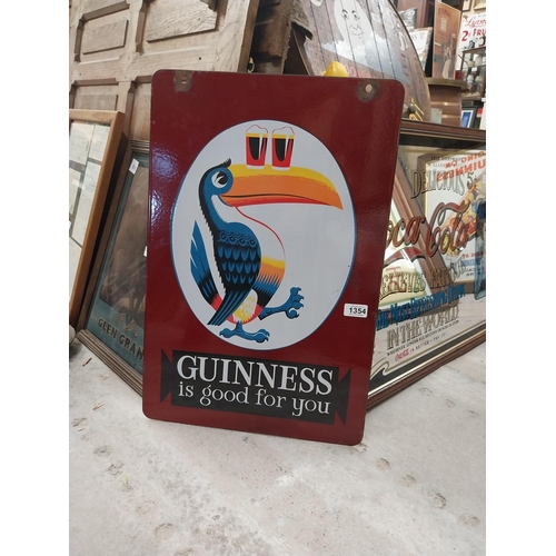 1354 - Guinness Is Good For You double sided enamel advertising sign. {62 cm H x 40 cm W}.