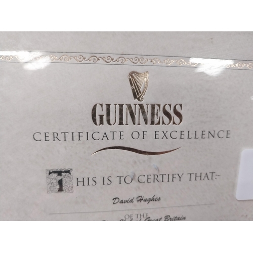 137 - Framed Guinness Certificate of Excellence The Hat Club of Great Britain Competency Certificate. {34 ... 