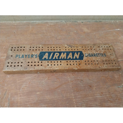 138 - Airman and Wills's Woodbine cribbage boards. {30 cm W x 8 cm D}.