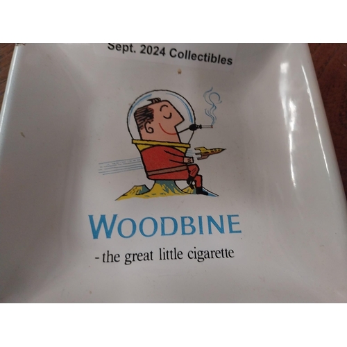 14 - Two enamel ashtrays  - Bristol Cigarettes and Woodbine Cigarettes. {13 cm H x 13 cm W}