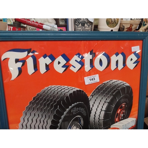 143 - Framed Firestone More Miles Per Pound advertising print.