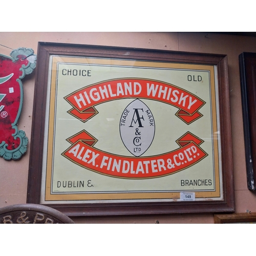 149 - Highland Whiskey Alex Findlater Dublin framed advertising print.  {69cmH X  83cmW}.