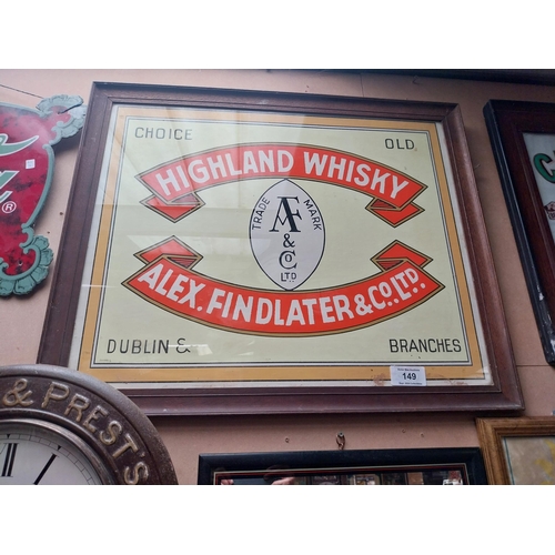 149 - Highland Whiskey Alex Findlater Dublin framed advertising print.  {69cmH X  83cmW}.