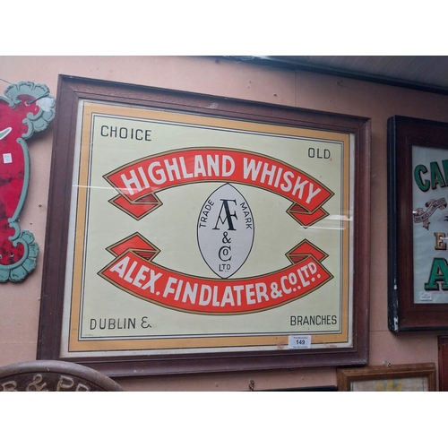 149 - Highland Whiskey Alex Findlater Dublin framed advertising print.  {69cmH X  83cmW}.