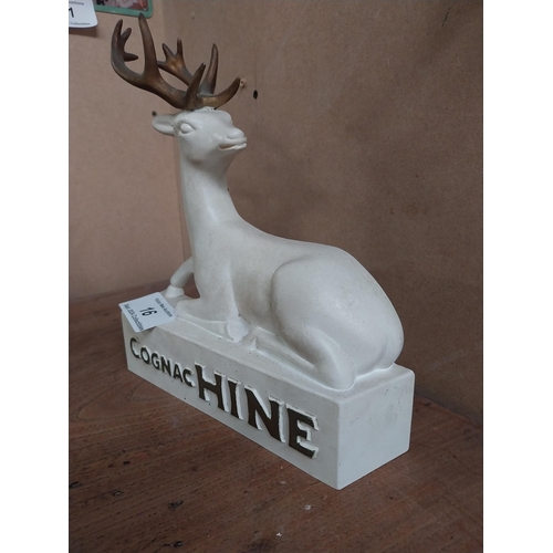 16 - Cognac Hine Ruberoid advertising figure. {25 cm H x 22 cm W x 6 cm D}.