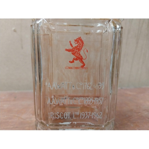 161 - Andrew A Watt & Co etched advertising decanter {21 cm H}.