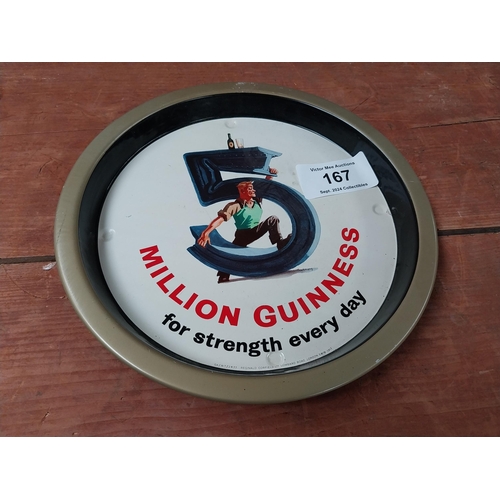 167 - Five Million Guinness For Strength Everyday tin plate drink's  tray. {27cm Dia}