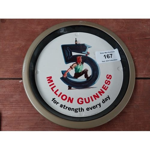 167 - Five Million Guinness For Strength Everyday tin plate drink's  tray. {27cm Dia}