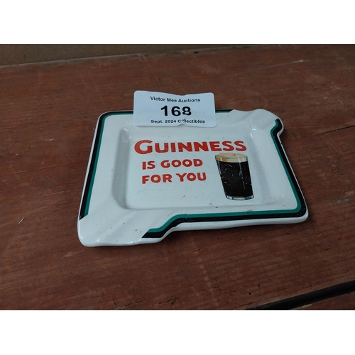 168 - Guinness is Good For You ceramic advertising ashtray. {14 cm W x 10 cm D}.