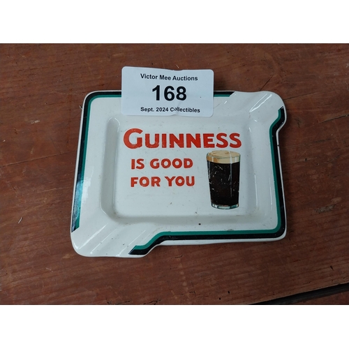 168 - Guinness is Good For You ceramic advertising ashtray. {14 cm W x 10 cm D}.