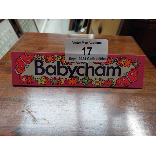 17 - Babycham clip on advertising sign {5 cm H x 20 cm W}.